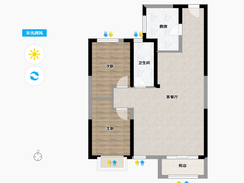 河北省-廊坊市-泰禾廊坊拾景园-71.68-户型库-采光通风