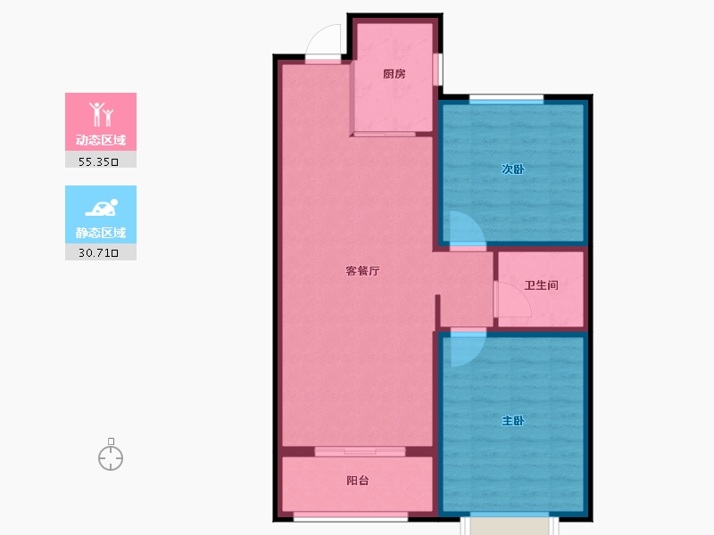 山西省-晋中市-新晋福邸-77.47-户型库-动静分区