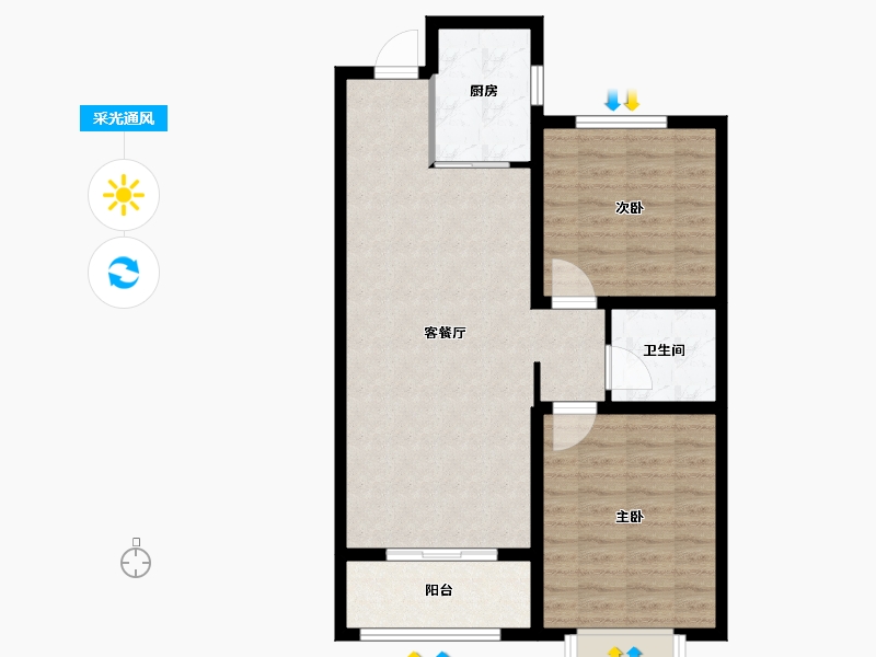 山西省-晋中市-新晋福邸-77.47-户型库-采光通风