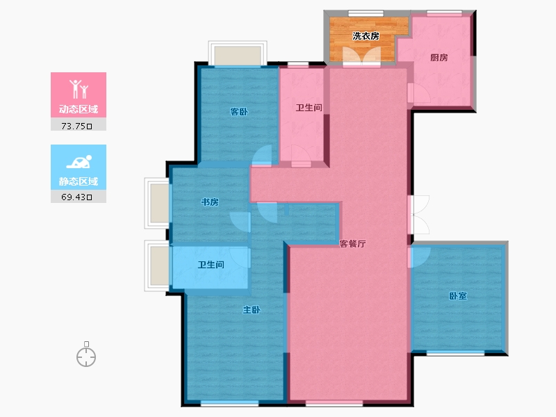 山东省-济南市-汉峪海风海德堡-134.40-户型库-动静分区