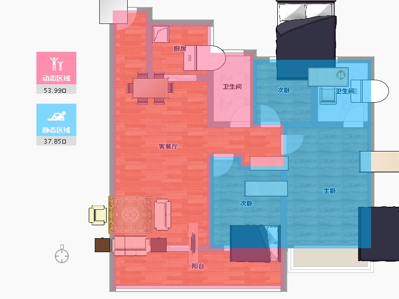 广东省-广州市-绿城美的晓风印月-80.46-户型库-动静分区