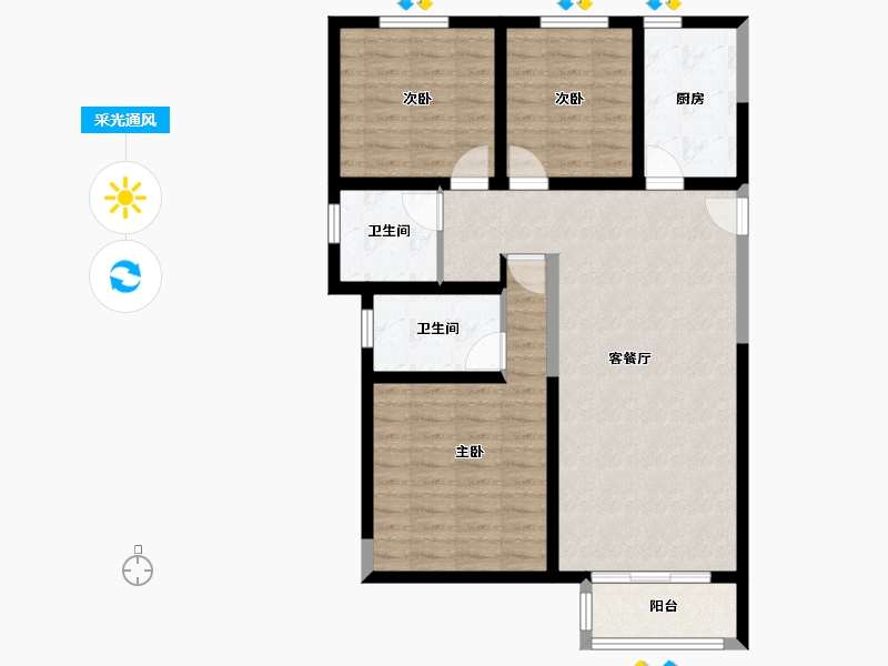 河北省-廊坊市-新城·昕樾-89.66-户型库-采光通风