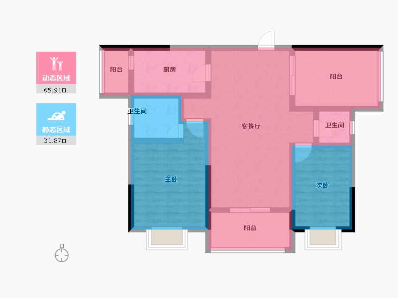 广东省-江门市-国扬山语雅景-86.12-户型库-动静分区