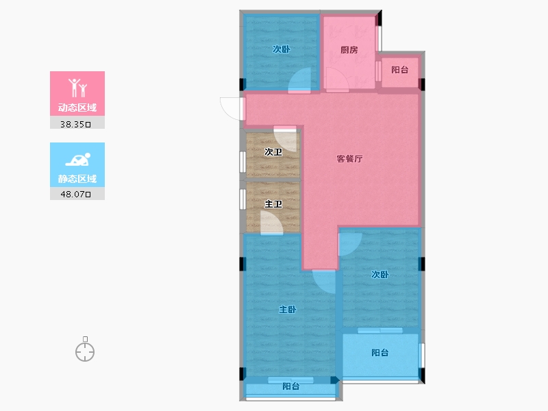 浙江省-杭州市-凤凰府邸-85.11-户型库-动静分区