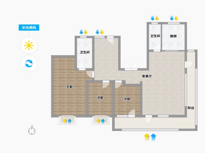 山东省-济南市-绿地御山台-135.82-户型库-采光通风