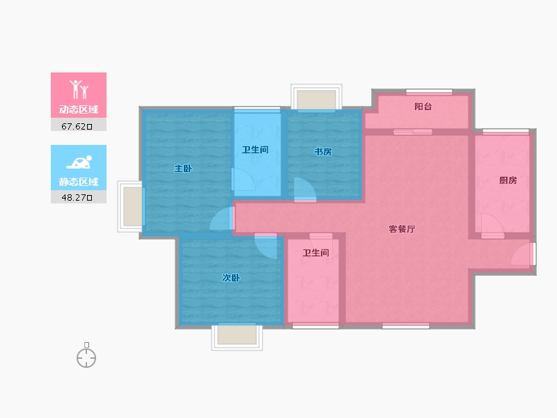 陕西省-西安市-易道郡玫瑰公馆-103.01-户型库-动静分区