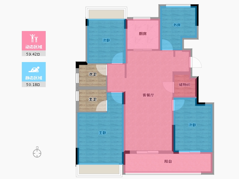 浙江省-杭州市-明石东潮府住宅-106.10-户型库-动静分区