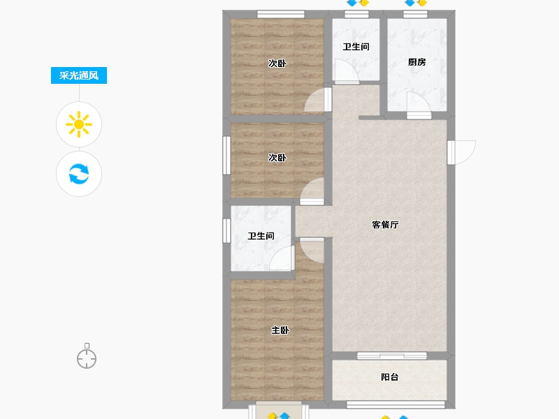 山西省-晋中市-龙湖壹號二期-82.05-户型库-采光通风