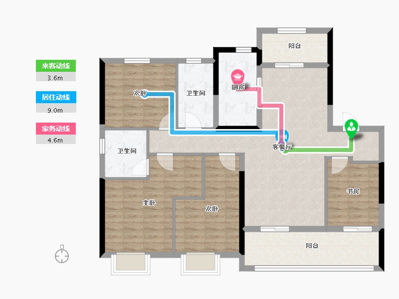 湖南省-长沙市-长沙北中心保利时代-111.20-户型库-动静线