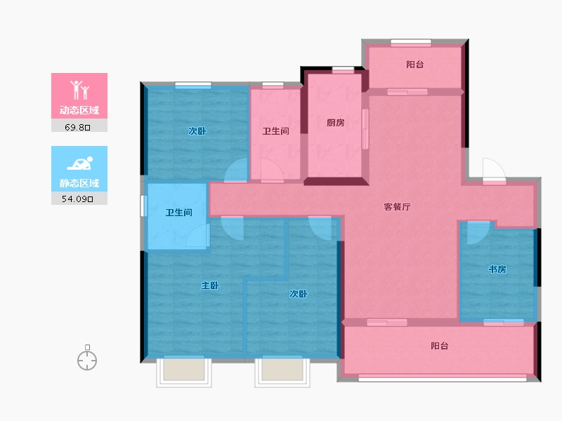 湖南省-长沙市-长沙北中心保利时代-111.20-户型库-动静分区