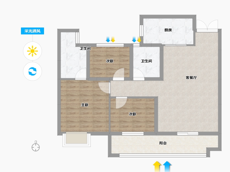 湖南省-长沙市-帝辰观澜荟锦-88.00-户型库-采光通风