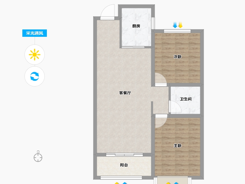 山西省-晋中市-新晋福邸-76.00-户型库-采光通风