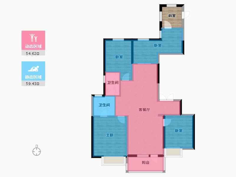 天津-天津市-悦景新世界-107.33-户型库-动静分区