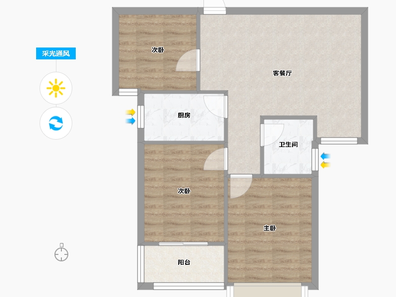 河南省-郑州市-金锣湾万福园-70.00-户型库-采光通风