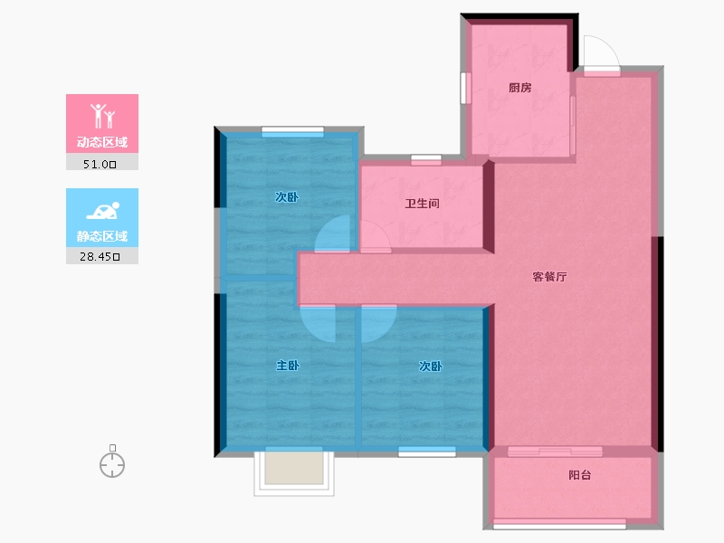 湖南省-长沙市-长沙北中心保利时代-71.20-户型库-动静分区