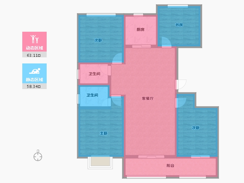 山东省-潍坊市-城投东方公馆-108.29-户型库-动静分区