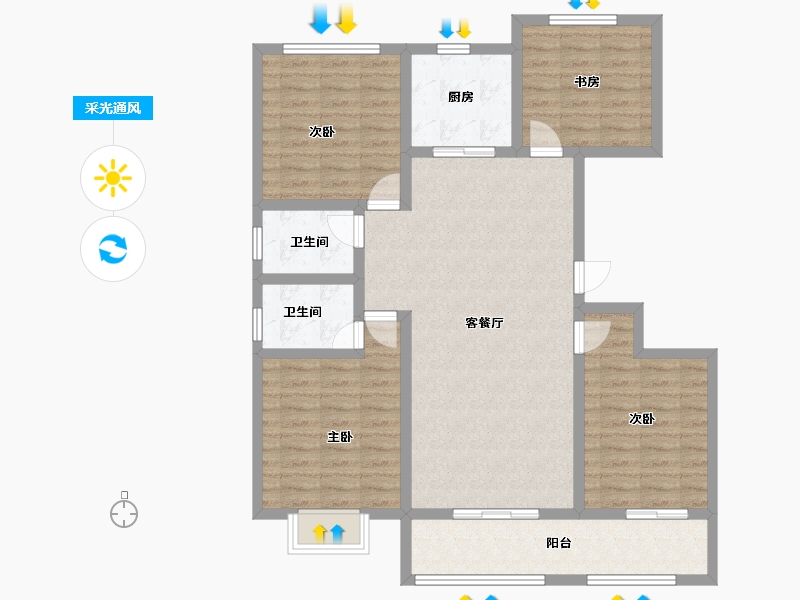 山东省-潍坊市-城投东方公馆-108.29-户型库-采光通风