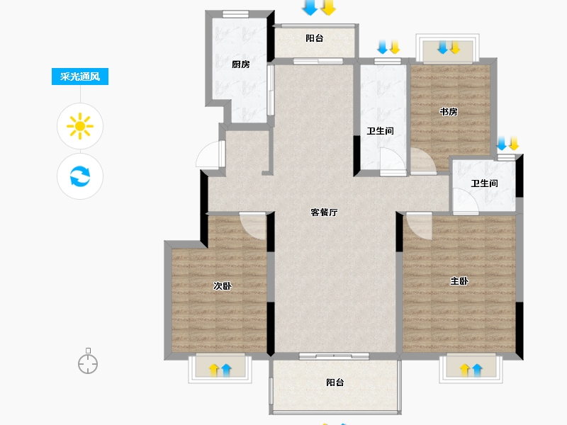 江西省-新余市-鸿门景园-122.00-户型库-采光通风