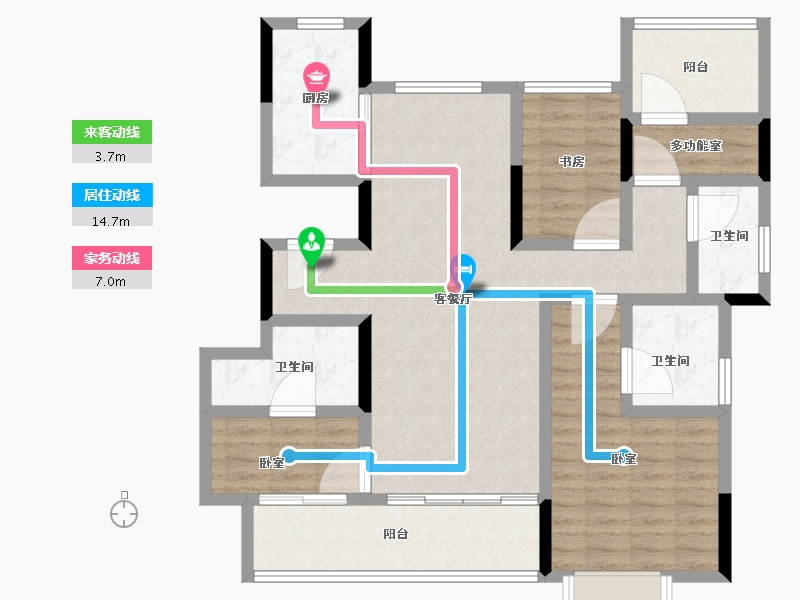 河南省-郑州市-巩义雅居乐·罗曼小镇-104.00-户型库-动静线