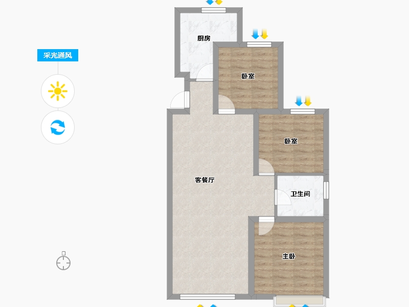 内蒙古自治区-赤峰市-坤厦悦棠湾-72.50-户型库-采光通风