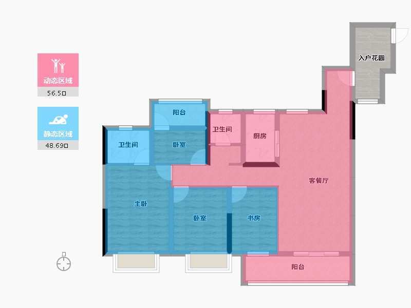 浙江省-温州市-中梁九合名邸-99.20-户型库-动静分区