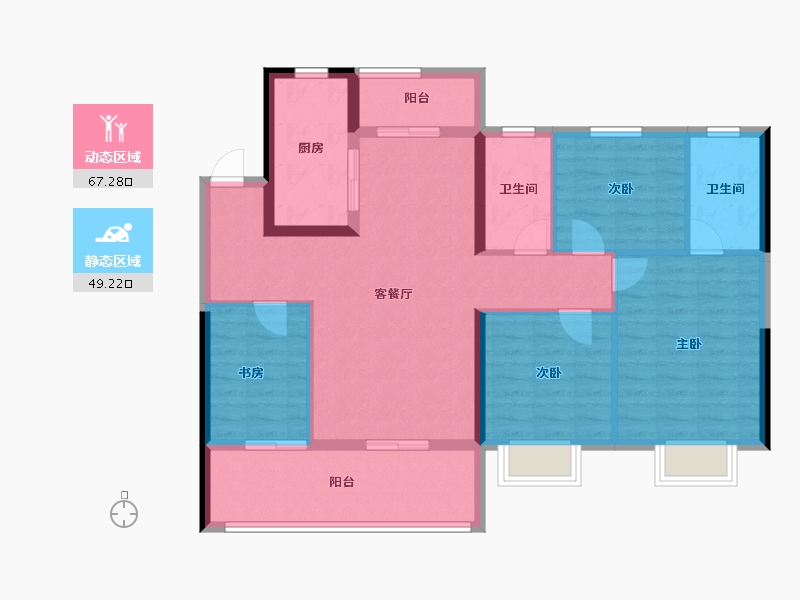 湖南省-长沙市-长沙北中心保利时代-104.81-户型库-动静分区