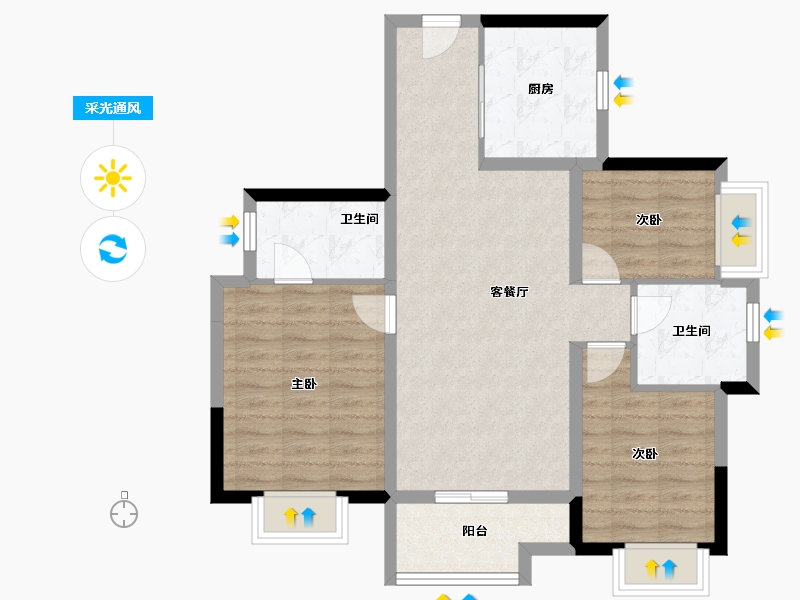 广东省-东莞市-融创云玥台-79.20-户型库-采光通风