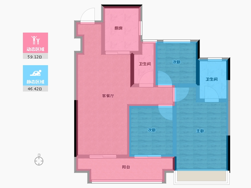 河南省-郑州市-新城·玺樾兰庭-93.60-户型库-动静分区