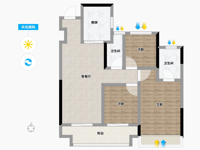 河南省-郑州市-新城·玺樾兰庭-93.60-户型库-采光通风