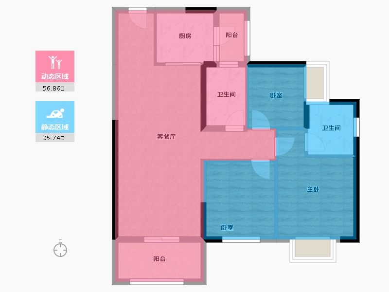 湖南省-长沙市-长沙北中心保利时代-82.69-户型库-动静分区