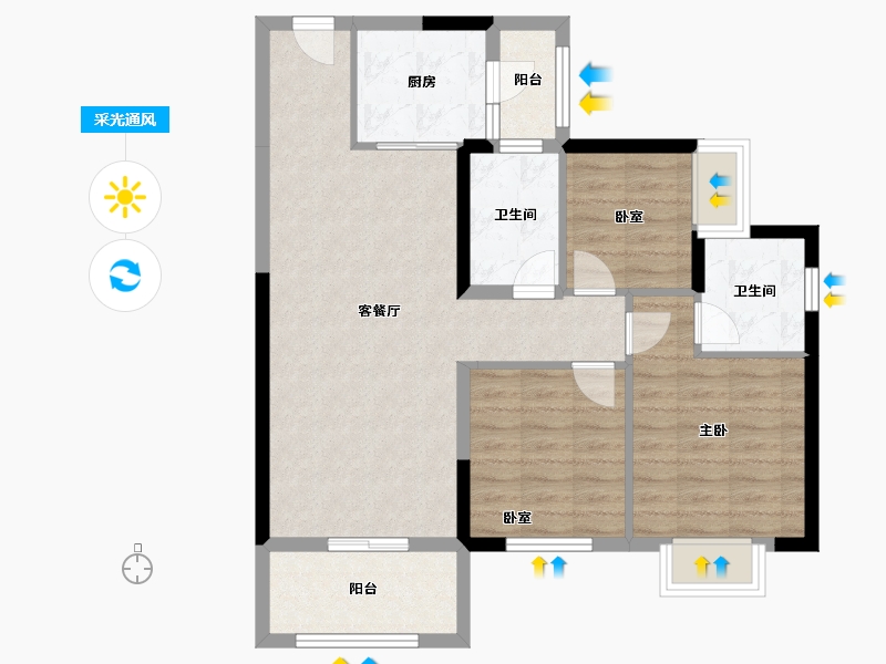 湖南省-长沙市-长沙北中心保利时代-82.69-户型库-采光通风