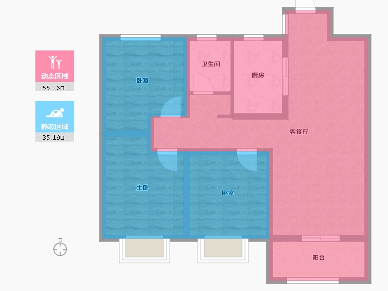 山东省-济南市-玉鑫悦府-80.00-户型库-动静分区