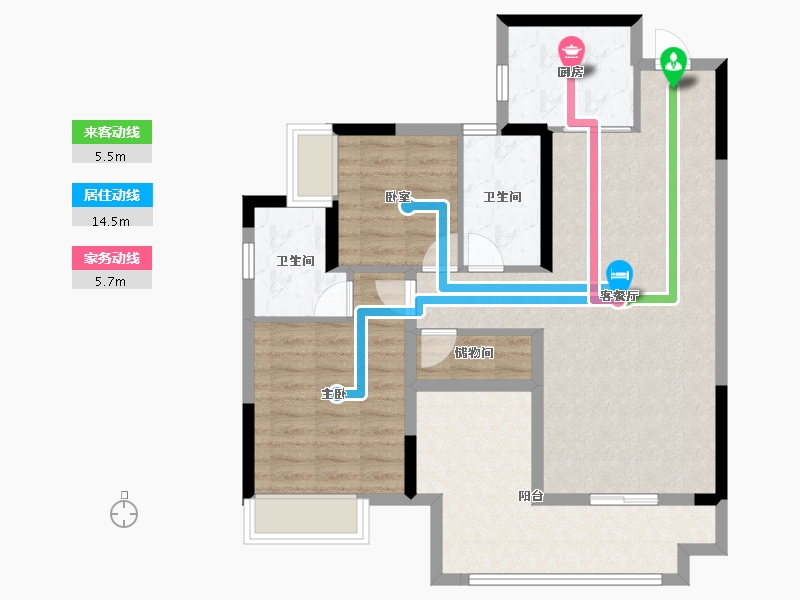 湖南省-长沙市-日盛湖湘府-84.80-户型库-动静线