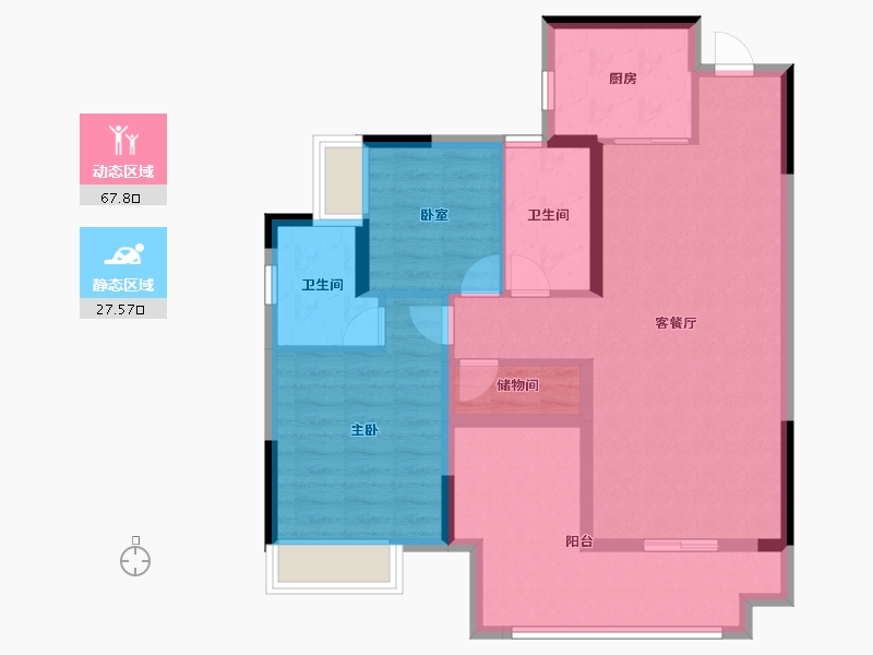 湖南省-长沙市-日盛湖湘府-84.80-户型库-动静分区