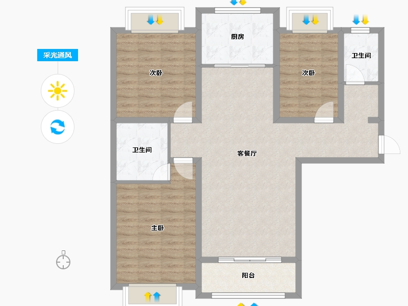 河南省-南阳市-和通博士园-95.86-户型库-采光通风