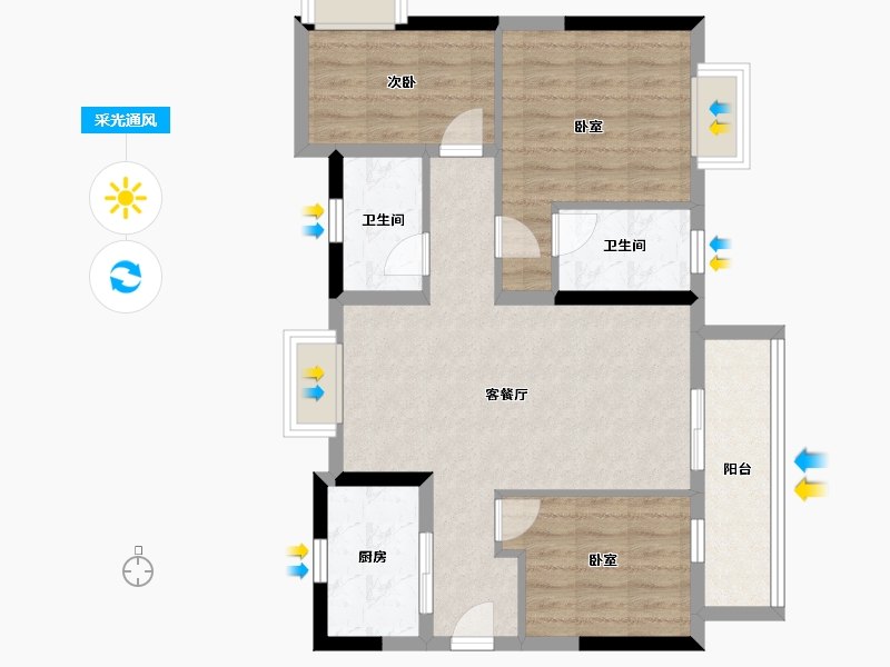 广东省-东莞市-融创云玥台-77.00-户型库-采光通风