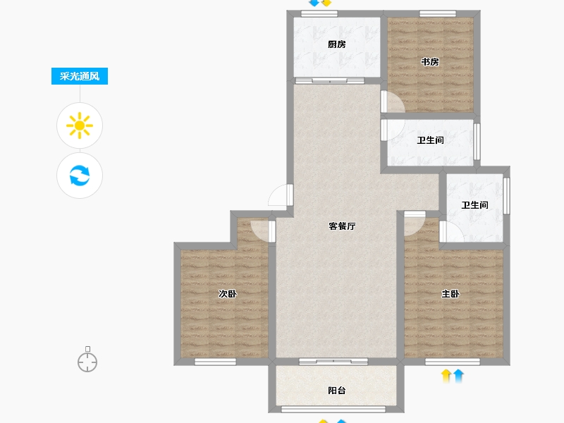 山东省-潍坊市-玉清铭苑-109.15-户型库-采光通风