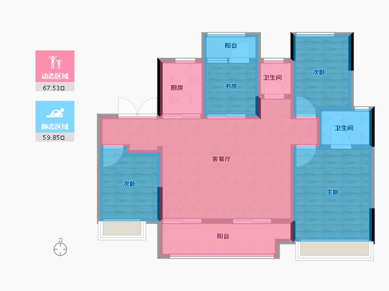 河南省-郑州市-新城·玺樾兰庭-114.40-户型库-动静分区