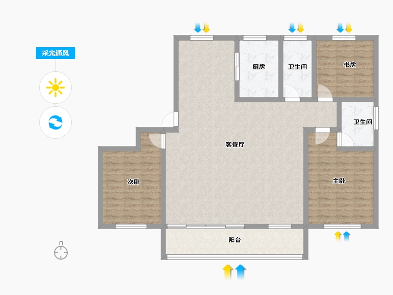 山东省-潍坊市-玉清铭苑-127.51-户型库-采光通风