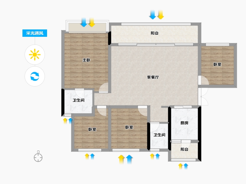 四川省-成都市-领地溪山蘭台-114.40-户型库-采光通风