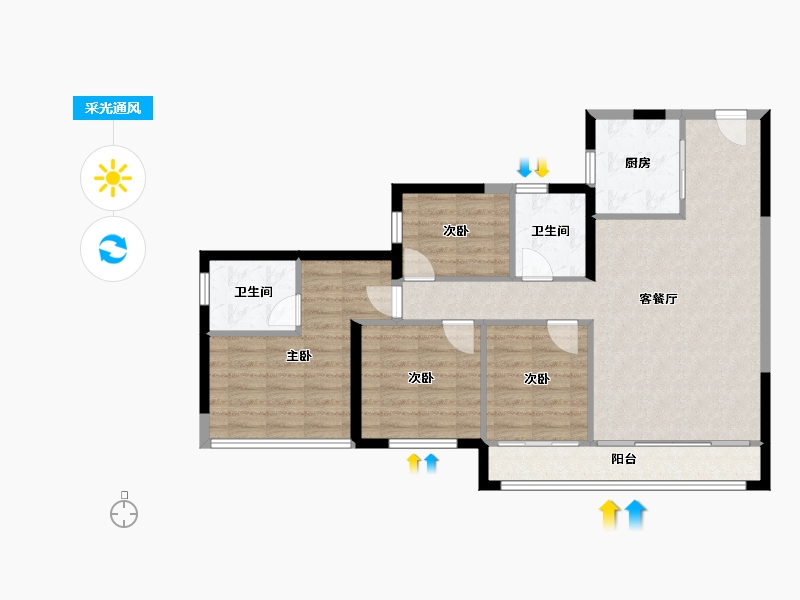 福建省-厦门市-中海环东时代-90.56-户型库-采光通风