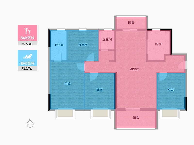 广东省-东莞市-碧桂园銅雀臺三期-102.40-户型库-动静分区