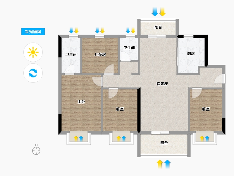 广东省-东莞市-碧桂园銅雀臺三期-102.40-户型库-采光通风