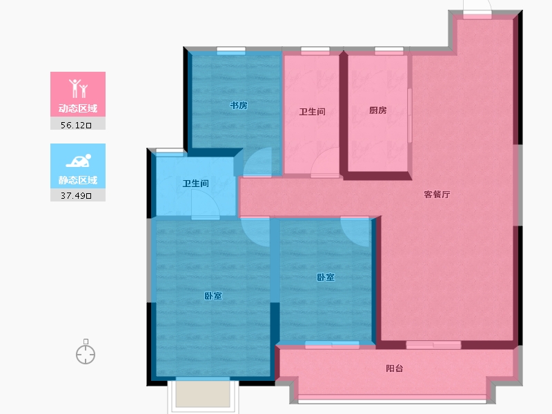 山西省-太原市-万达·西岸CLASS-83.22-户型库-动静分区