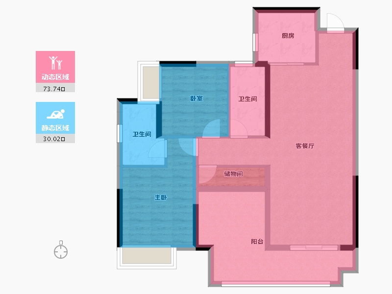 湖南省-长沙市-日盛湖湘府-92.80-户型库-动静分区