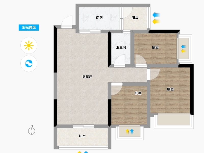 重庆-重庆市-渝南小区-65.11-户型库-采光通风