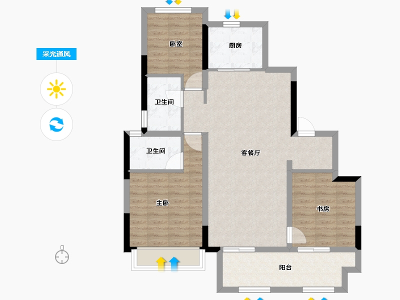 湖南省-长沙市-佳源东方璟园-87.21-户型库-采光通风