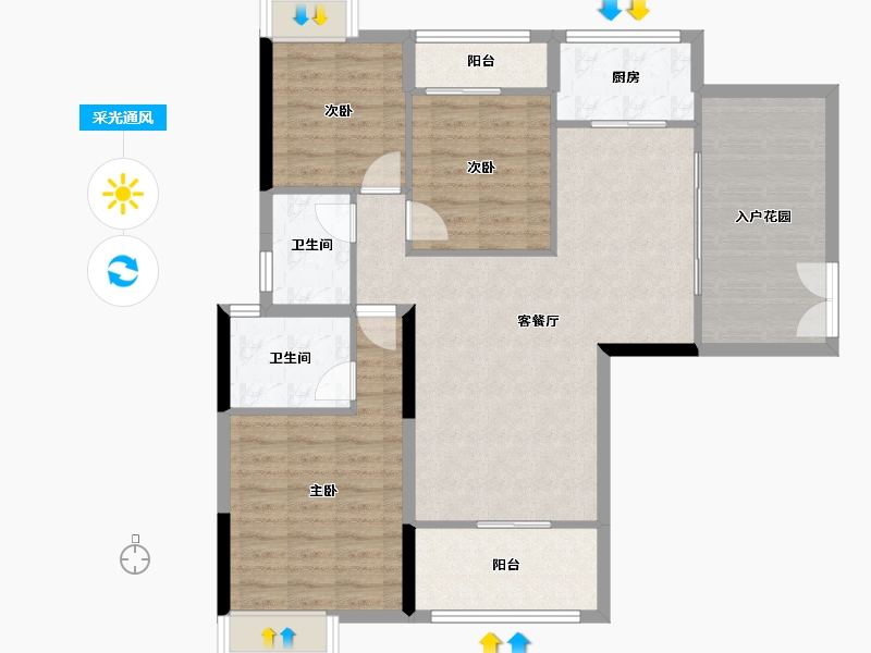 广东省-江门市-君汇上城-99.68-户型库-采光通风