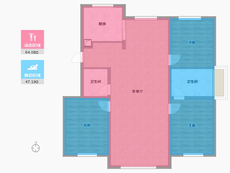 内蒙古自治区-呼伦贝尔市-碧水华庭-120.00-户型库-动静分区