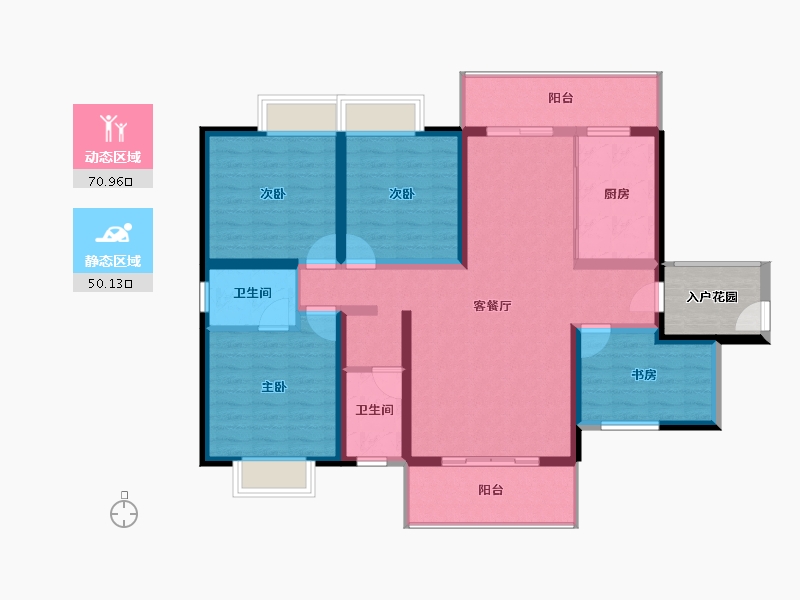 云南省-红河哈尼族彝族自治州-惠景康城观湖国际-113.04-户型库-动静分区